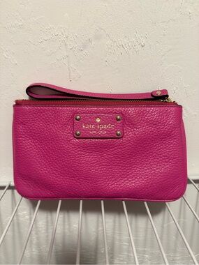 kate spade Bright Pink Pebbled Leather Wristlet